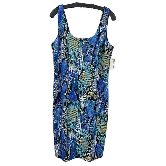 NWT Hilary Radley for Katherine Barclay Sleeveless Blue Snake Print Dress Large - Picture 1 of 7